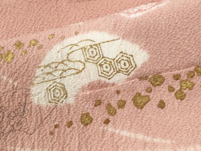 平和屋着物●十日町　名門　滝泰謹製　訪問着　刺繍　絞り　流水地紙舞花文　暈し染め　金彩　仮絵羽　正絹　逸品　未使用　CABK7246yc