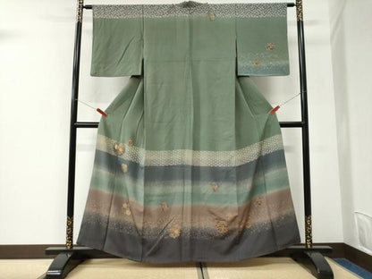 平和屋着物●訪問着　草花丸文　金糸　正絹　逸品　CABK7247yc