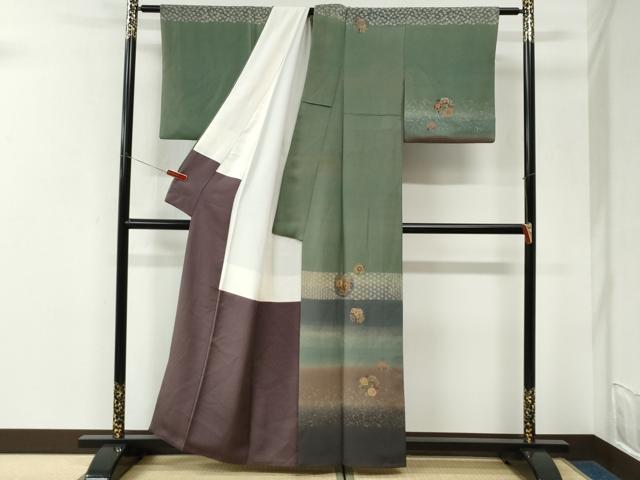 平和屋着物●訪問着　草花丸文　金糸　正絹　逸品　CABK7247yc