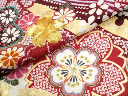 平和屋着物●豪華振袖　駒刺繍　舞桜文　暈し染め　銀通し地　正絹　逸品　CABK7254yc