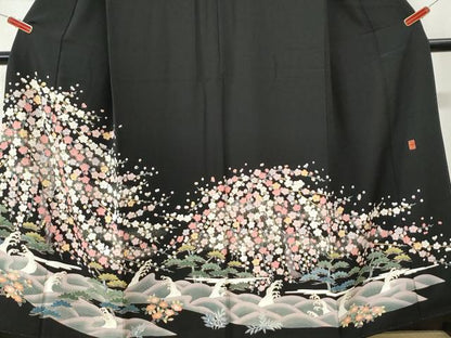 平和屋着物●豪華黒留袖　友禅　作家物　浜松枝梅文　正絹　逸品　CABK7256yc