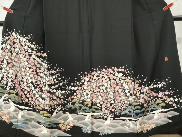 平和屋着物●豪華黒留袖　友禅　作家物　浜松枝梅文　正絹　逸品　CABK7256yc