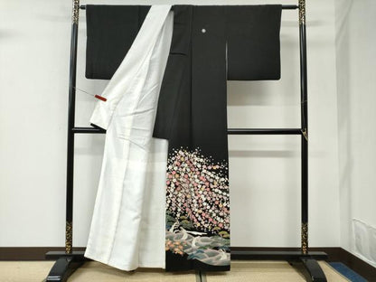 平和屋着物●豪華黒留袖　友禅　作家物　浜松枝梅文　正絹　逸品　CABK7256yc