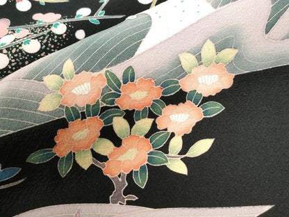 平和屋着物●豪華黒留袖　友禅　作家物　浜松枝梅文　正絹　逸品　CABK7256yc