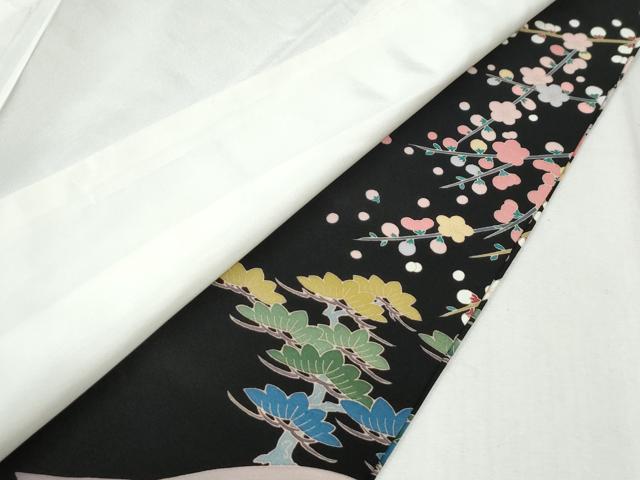 平和屋着物●豪華黒留袖　友禅　作家物　浜松枝梅文　正絹　逸品　CABK7256yc