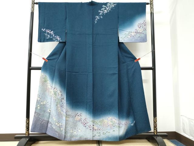 平和屋着物●訪問着　絞り　流水松竹梅花文　暈し染め　金通し地　正絹　逸品　CABK7257yc