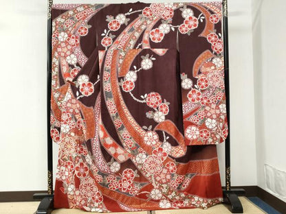 平和屋着物●豪華振袖　駒刺繍　熨斗舞桜文　暈し染め　銀通し地　正絹　逸品　CABK7258yc