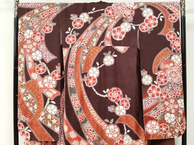 平和屋着物●豪華振袖　駒刺繍　熨斗舞桜文　暈し染め　銀通し地　正絹　逸品　CABK7258yc