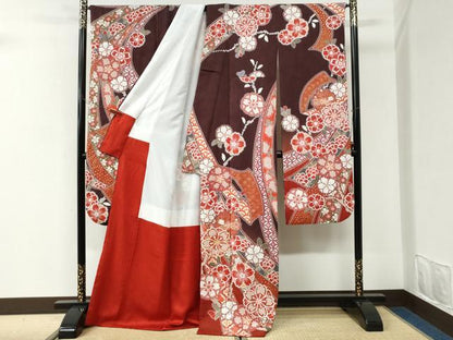平和屋着物●豪華振袖　駒刺繍　熨斗舞桜文　暈し染め　銀通し地　正絹　逸品　CABK7258yc