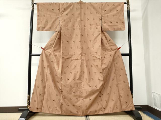 平和屋着物●上質な紬　絣文様　正絹　逸品　CABK7259yc