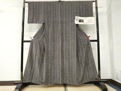 平和屋着物●上質な小紋　京友禅　松煙染　更紗花間道　反端付き　正絹　逸品　CABK7261yc