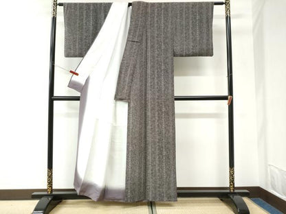 平和屋着物●上質な小紋　京友禅　松煙染　更紗花間道　反端付き　正絹　逸品　CABK7261yc
