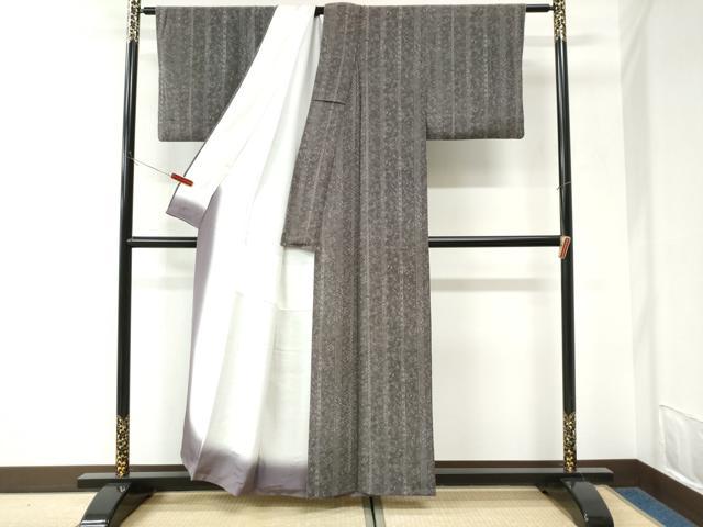 平和屋着物●上質な小紋　京友禅　松煙染　更紗花間道　反端付き　正絹　逸品　CABK7261yc
