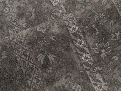 平和屋着物●上質な小紋　京友禅　松煙染　更紗花間道　反端付き　正絹　逸品　CABK7261yc