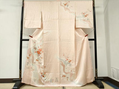 平和屋着物●創業460年・千總　訪問着　駒刺繍　流水鴛鴦牡丹花文　暈し染め　金彩　正絹　逸品　CABK7262yc