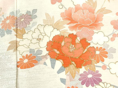 平和屋着物●創業460年・千總　訪問着　駒刺繍　流水鴛鴦牡丹花文　暈し染め　金彩　正絹　逸品　CABK7262yc