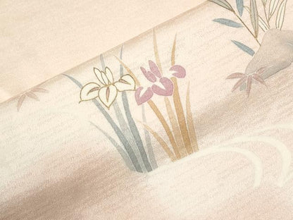 平和屋着物●創業460年・千總　訪問着　駒刺繍　流水鴛鴦牡丹花文　暈し染め　金彩　正絹　逸品　CABK7262yc