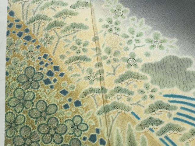 平和屋着物●訪問着　朧染め　重ね絞り　雲取り樹林松竹梅　暈し染め　正絹　逸品　CABK7265yc