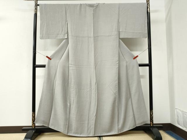 平和屋着物●上質な色無地　草花地紋　絹鼠色　正絹　逸品　CABK7267yc