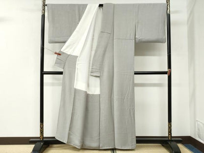 平和屋着物●上質な色無地　草花地紋　絹鼠色　正絹　逸品　CABK7267yc