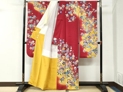 平和屋着物●豪華振袖　作家物　駒刺繍　流水鴛鴦枝桜文　暈し染め　金彩　鈴乃屋扱い　正絹　逸品　CABK7269yc