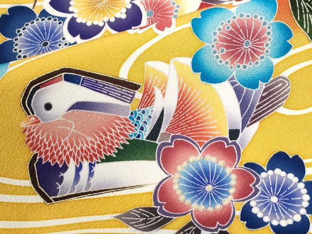平和屋着物●豪華振袖　作家物　駒刺繍　流水鴛鴦枝桜文　暈し染め　金彩　鈴乃屋扱い　正絹　逸品　CABK7269yc
