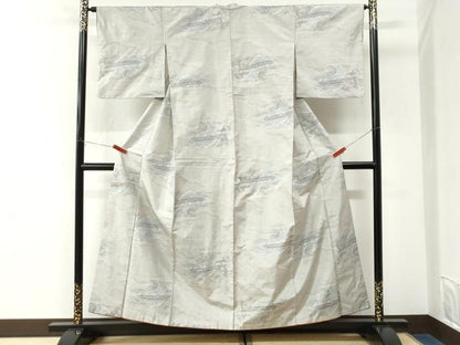 平和屋着物●本場大島紬　白大島　7マルキ　総絣　渡し船　正絹　逸品　CABK7274yc