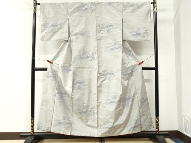 平和屋着物●本場大島紬　白大島　7マルキ　総絣　渡し船　正絹　逸品　CABK7274yc