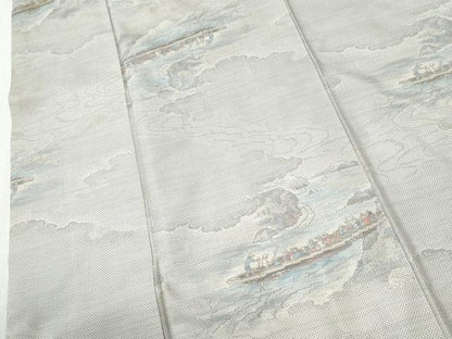 平和屋着物●本場大島紬　白大島　7マルキ　総絣　渡し船　正絹　逸品　CABK7274yc