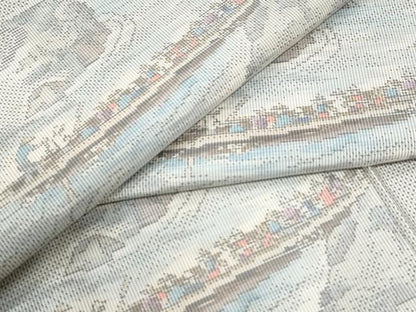 平和屋着物●本場大島紬　白大島　7マルキ　総絣　渡し船　正絹　逸品　CABK7274yc
