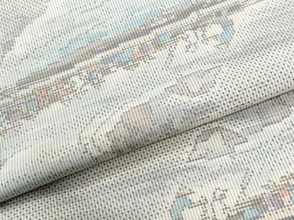 平和屋着物●本場大島紬　白大島　7マルキ　総絣　渡し船　正絹　逸品　CABK7274yc