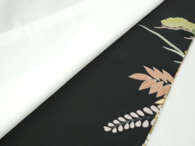 平和屋着物●豪華黒留袖　作家物　駒刺繍　扇面牡丹花車文　金彩　正絹　逸品　CABK7276yc