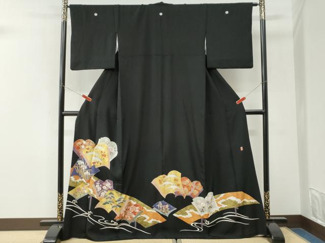 平和屋着物●豪華黒留袖　作家物　駒刺繍　立波冊子飛鶴草花文　金彩　正絹　逸品　CABK7277yc