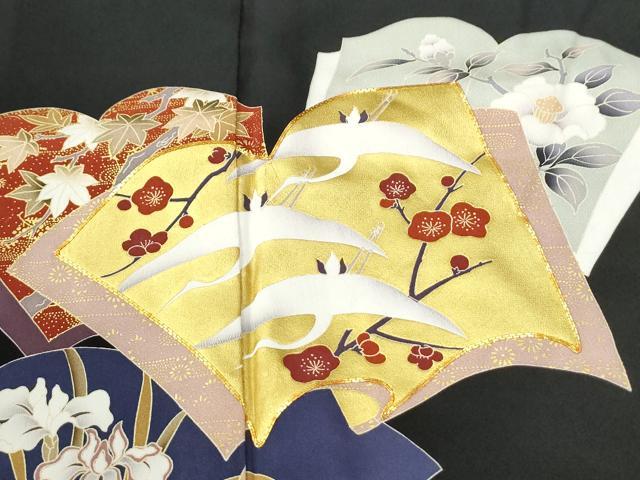 平和屋着物●豪華黒留袖　作家物　駒刺繍　立波冊子飛鶴草花文　金彩　正絹　逸品　CABK7277yc