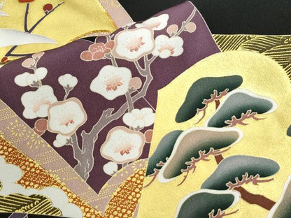 平和屋着物●豪華黒留袖　作家物　駒刺繍　立波冊子飛鶴草花文　金彩　正絹　逸品　CABK7277yc