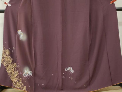 平和屋着物●訪問着　舞桜草花文　蛍暈し　金彩　正絹　逸品　CABK7278yc