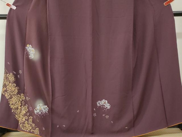 平和屋着物●訪問着　舞桜草花文　蛍暈し　金彩　正絹　逸品　CABK7278yc