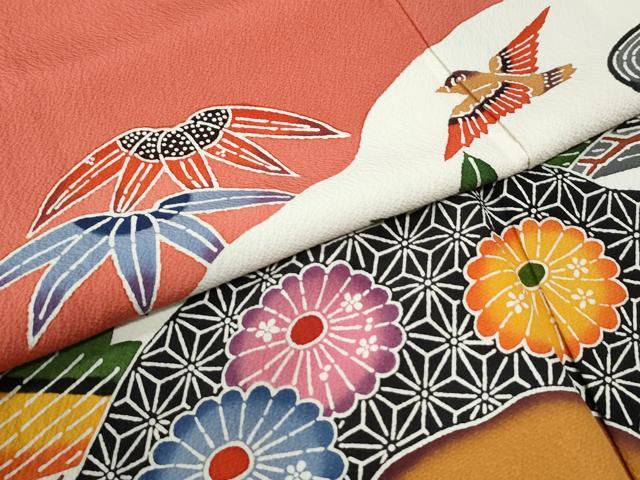 平和屋着物●豪華振袖　紅型　飛鳥松竹梅竜田川風景文　正絹　逸品　CABK7279yc