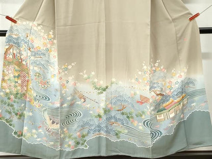 平和屋着物●本加賀友禅作家　中政雄　色留袖　流水風景花文　暈し染め　正絹　逸品　CABK7282yc