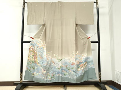 平和屋着物●本加賀友禅作家　中政雄　色留袖　流水風景花文　暈し染め　正絹　逸品　CABK7282yc