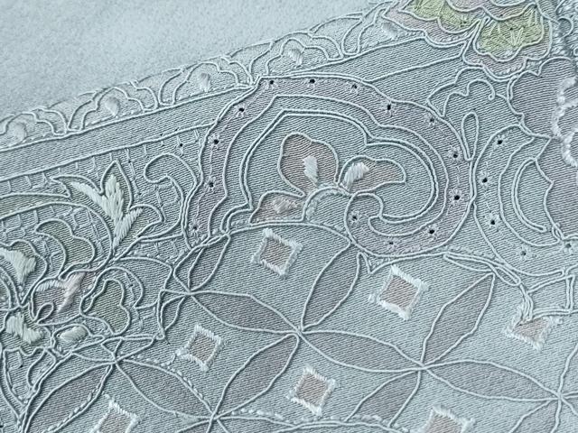 平和屋着物●中国三大刺繍　スワトウ刺繍　総刺繍　訪問着　更紗花唐草文　正絹　逸品　CABK7284yc