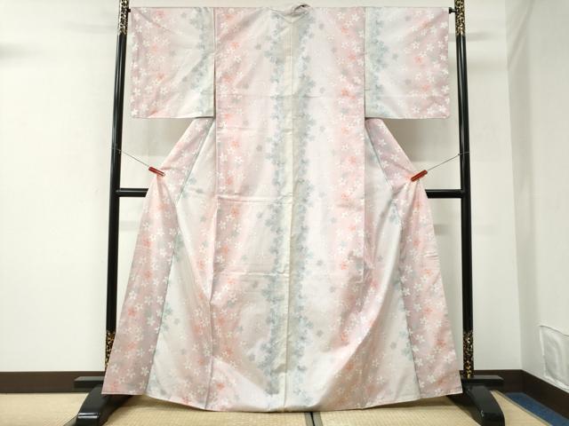 平和屋着物●本場大島紬　白大島　7マルキ　舞花文　正絹　逸品　未使用　CABK7285yc