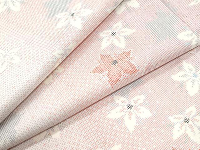 平和屋着物●本場大島紬　白大島　7マルキ　舞花文　正絹　逸品　未使用　CABK7285yc