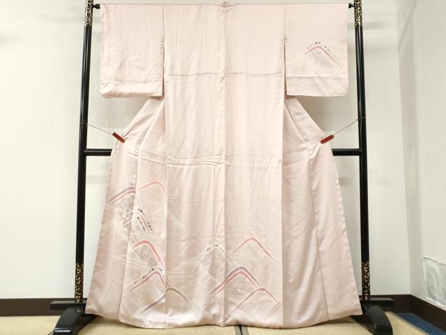 平和屋着物●訪問着　絞り　刺繍　霞遠山草花文　金彩　正絹　逸品　CABK7286yc