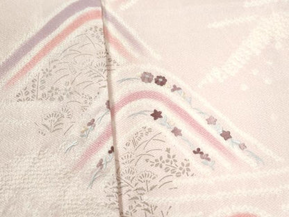平和屋着物●訪問着　絞り　刺繍　霞遠山草花文　金彩　正絹　逸品　CABK7286yc
