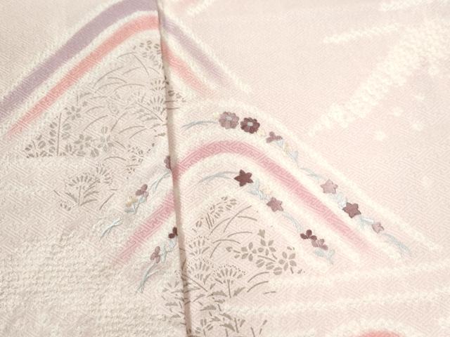 平和屋着物●訪問着　絞り　刺繍　霞遠山草花文　金彩　正絹　逸品　CABK7286yc