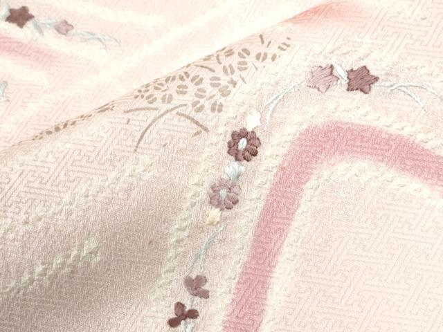平和屋着物●訪問着　絞り　刺繍　霞遠山草花文　金彩　正絹　逸品　CABK7286yc