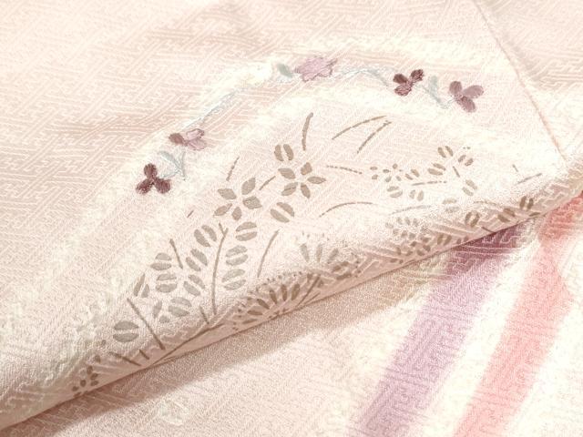 平和屋着物●訪問着　絞り　刺繍　霞遠山草花文　金彩　正絹　逸品　CABK7286yc