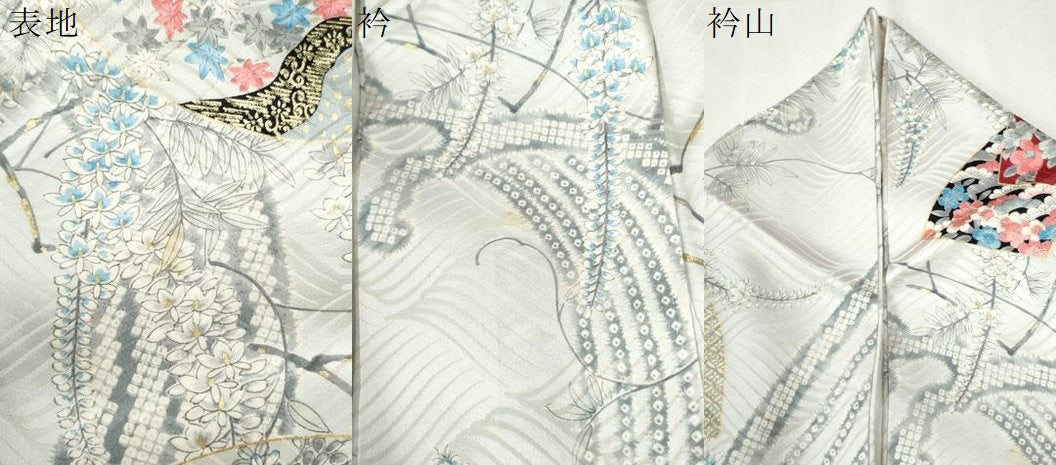 平和屋着物●豪華振袖　地紙重ね草花文　金彩　正絹　逸品　CABK7287yc