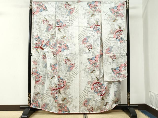 平和屋着物●豪華振袖　地紙重ね草花文　金彩　正絹　逸品　CABK7287yc